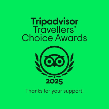 Tripadvisor Travellers' Choice Awards 2025 logo with thank you message
