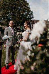 Bride and groom in the walled garden