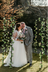 Bride and groom in the walled garden