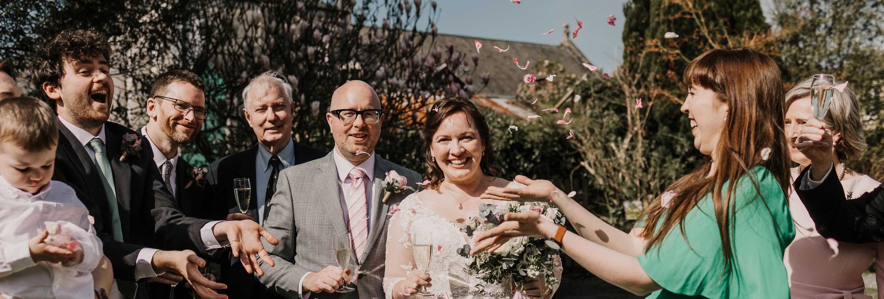 Happy bride and groom on their wedding day