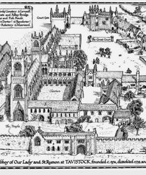 Old drawing of historic Tavistock