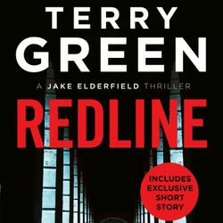 Cover of the book 'Redline' by Terry Green, featuring a silhouetted figure walking through an arched hallway with blue-lit windows.