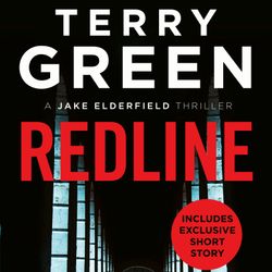Cover of the book 'Redline' by Terry Green, featuring a silhouetted figure walking through an arched hallway with blue-lit windows.