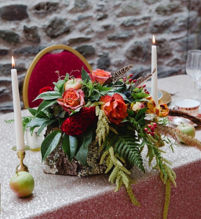 Wedding Flowers on Banquet Table