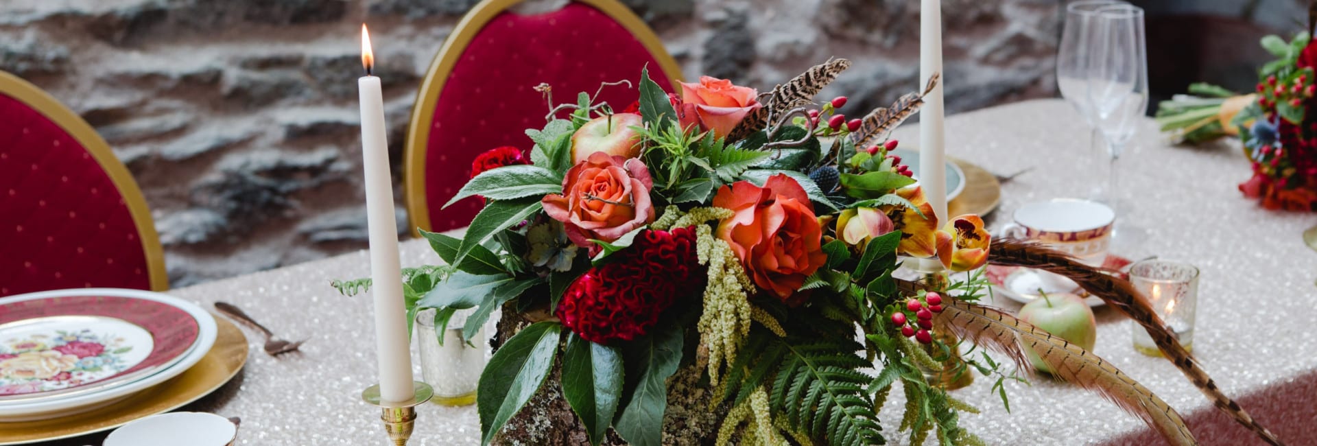 Wedding Flowers on Banquet Table