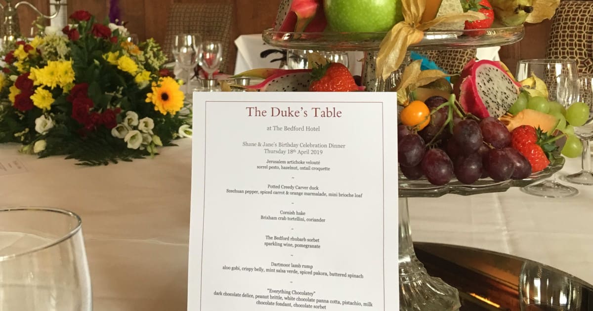 The Dukes Table Menu
