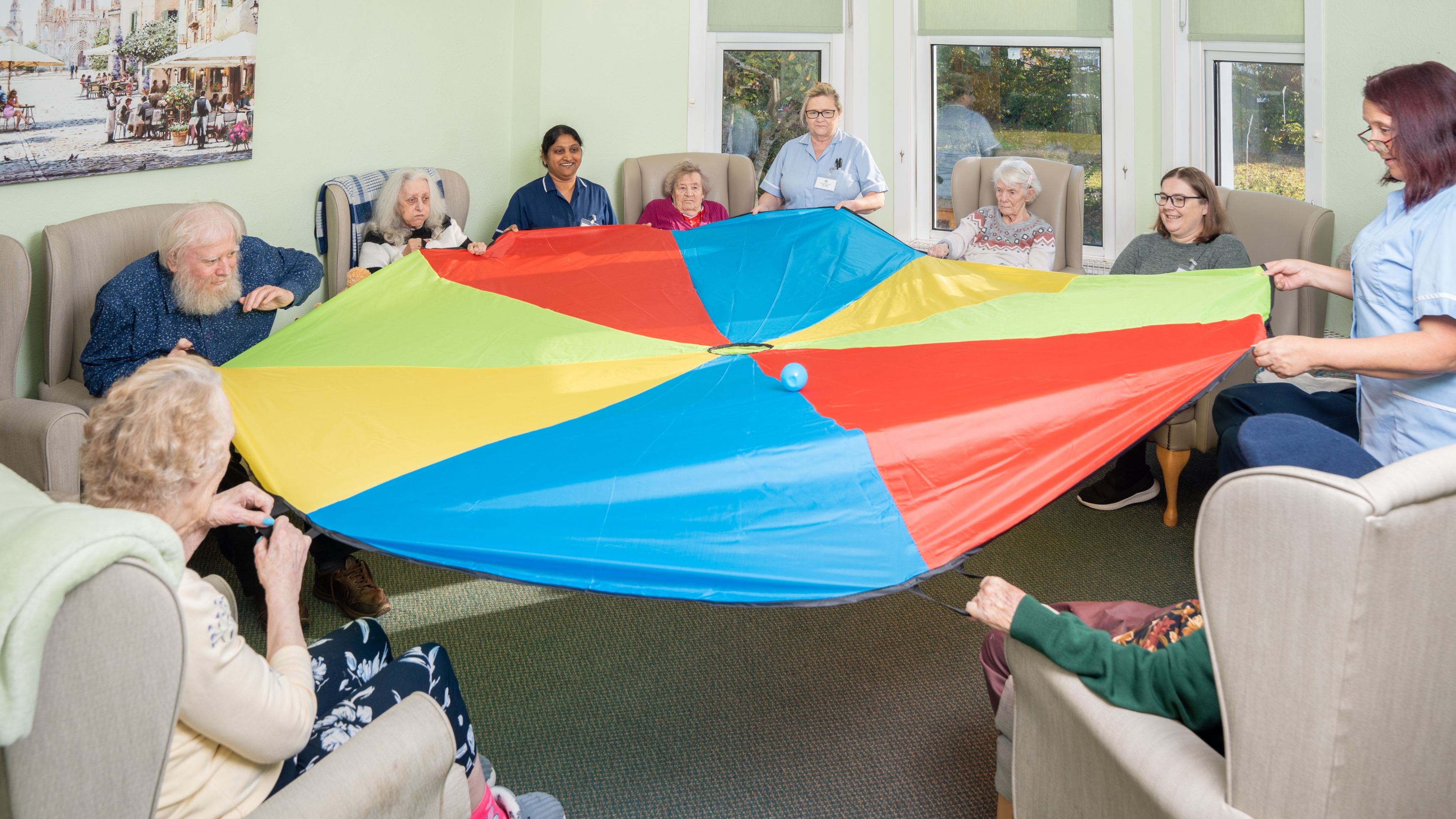 Group of residents playing a game