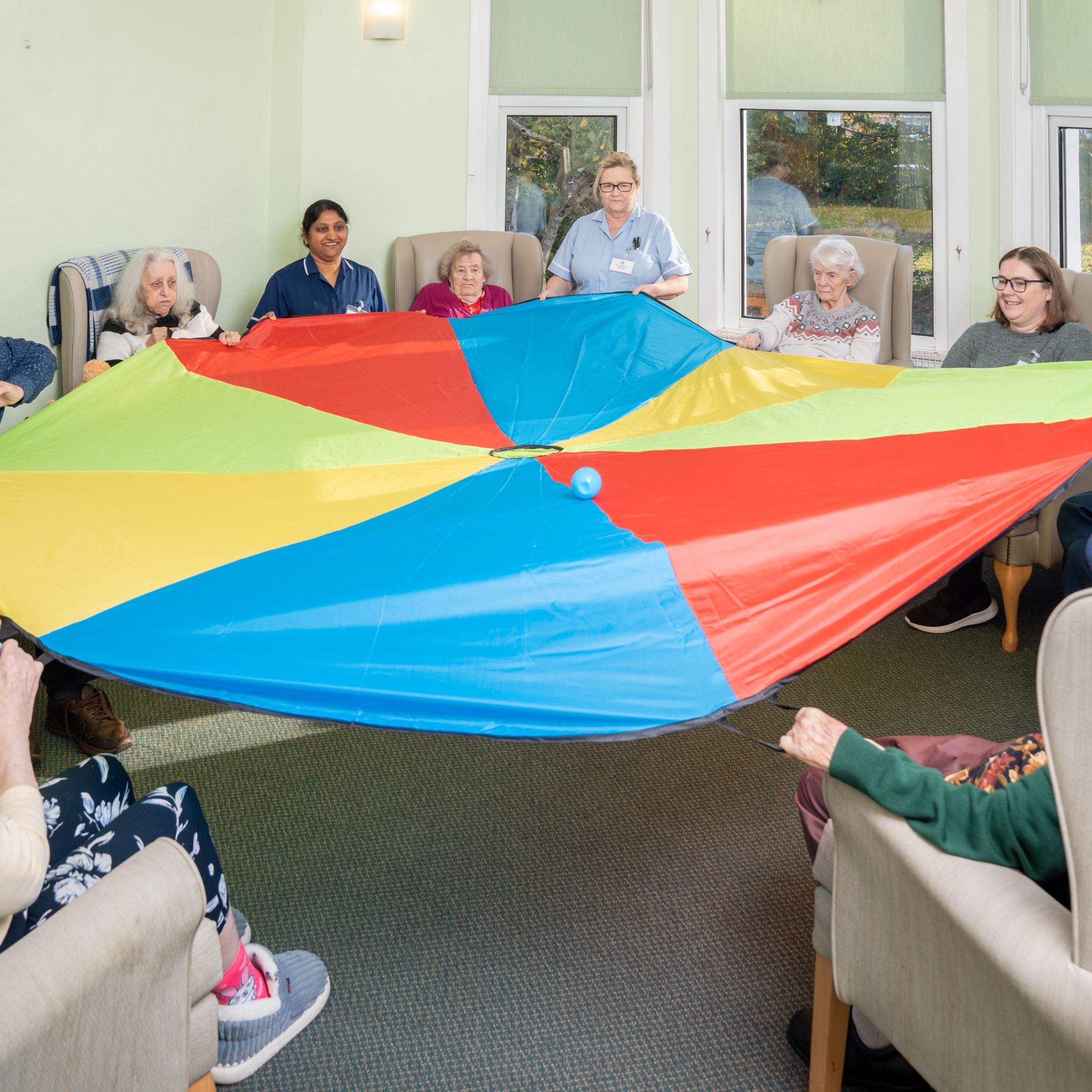 Group of residents playing a game