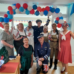 Dressing up day with balloon arch