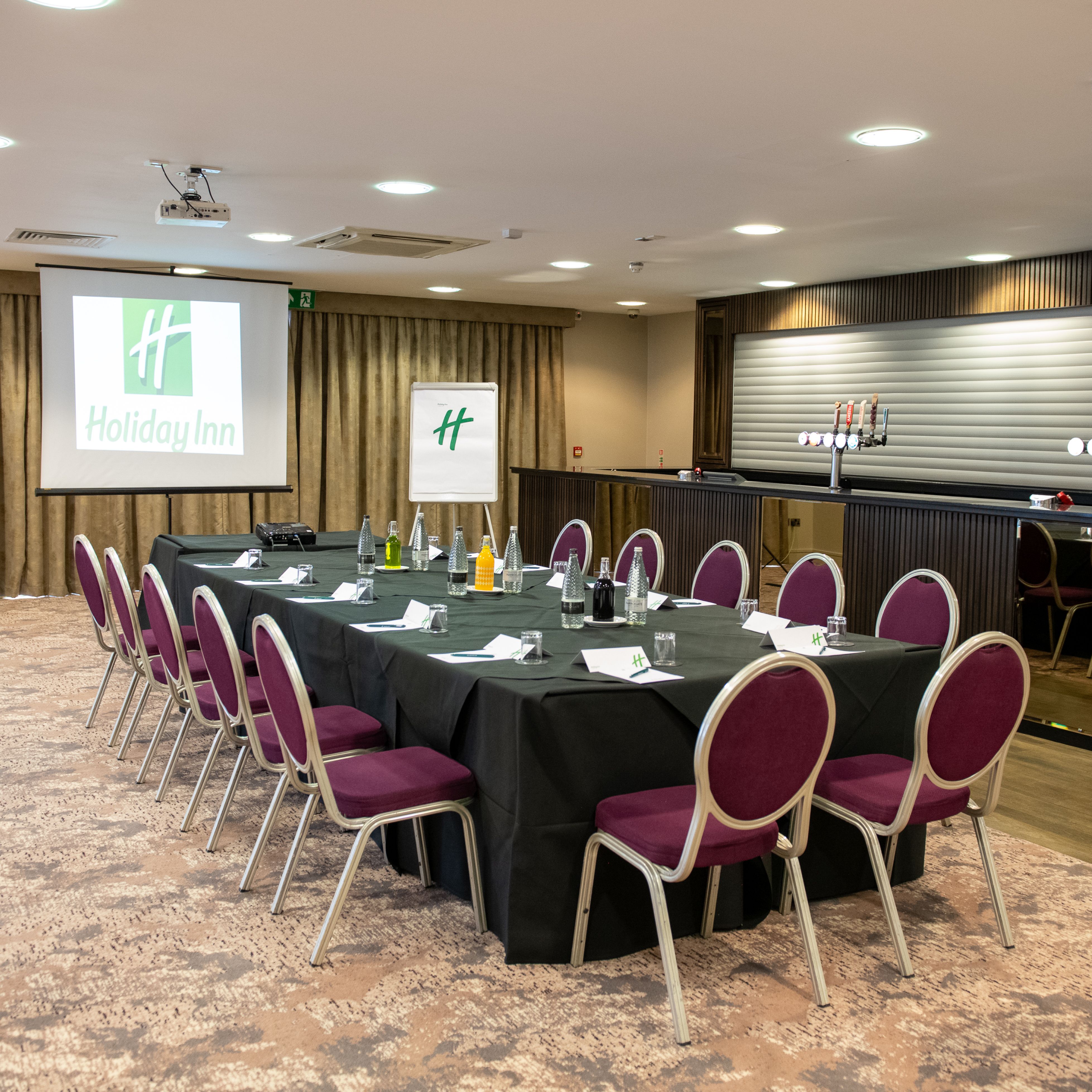 Holiday Inn conference room set up for a meeting