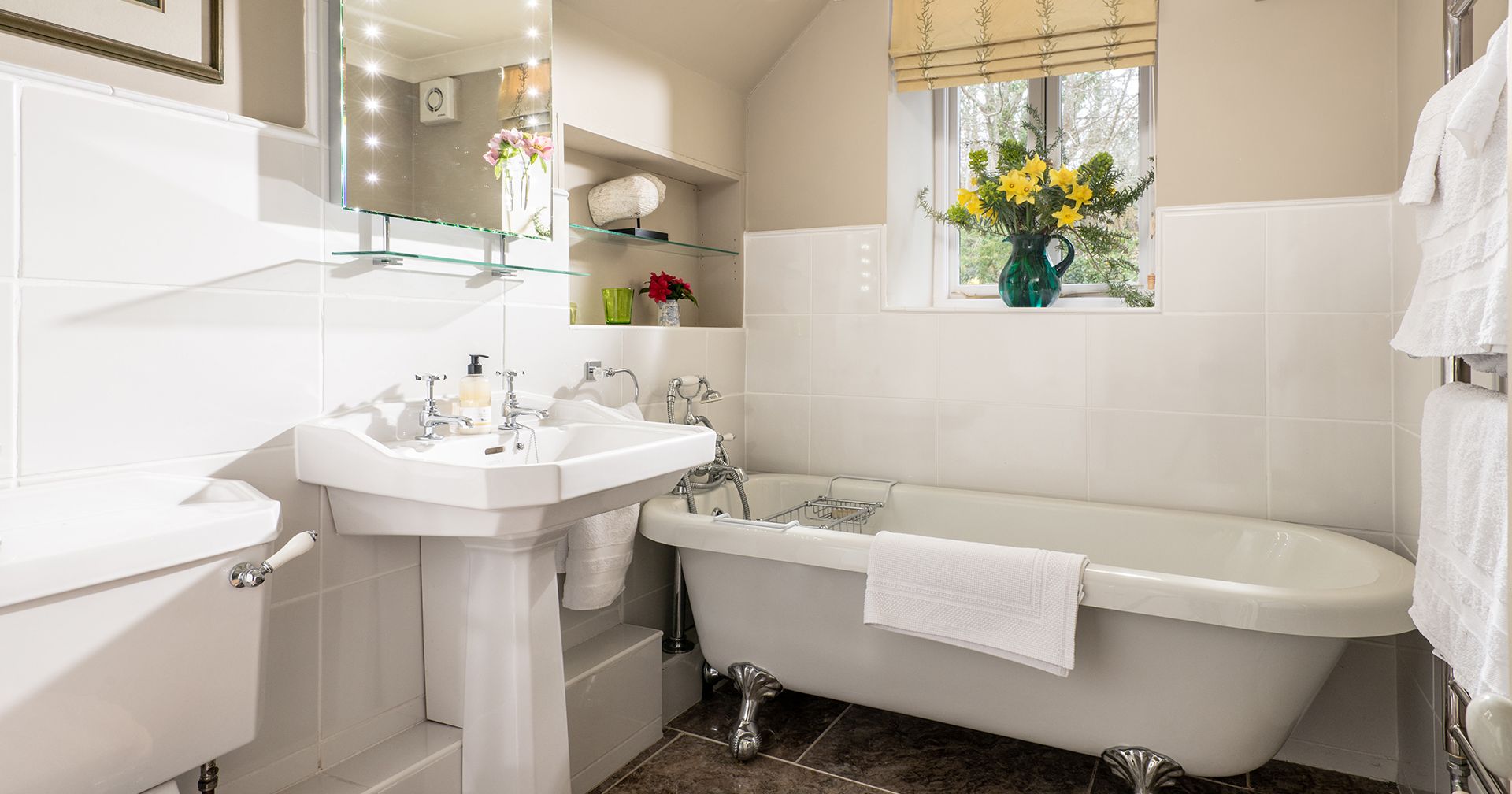 bathroom with freestanding bath