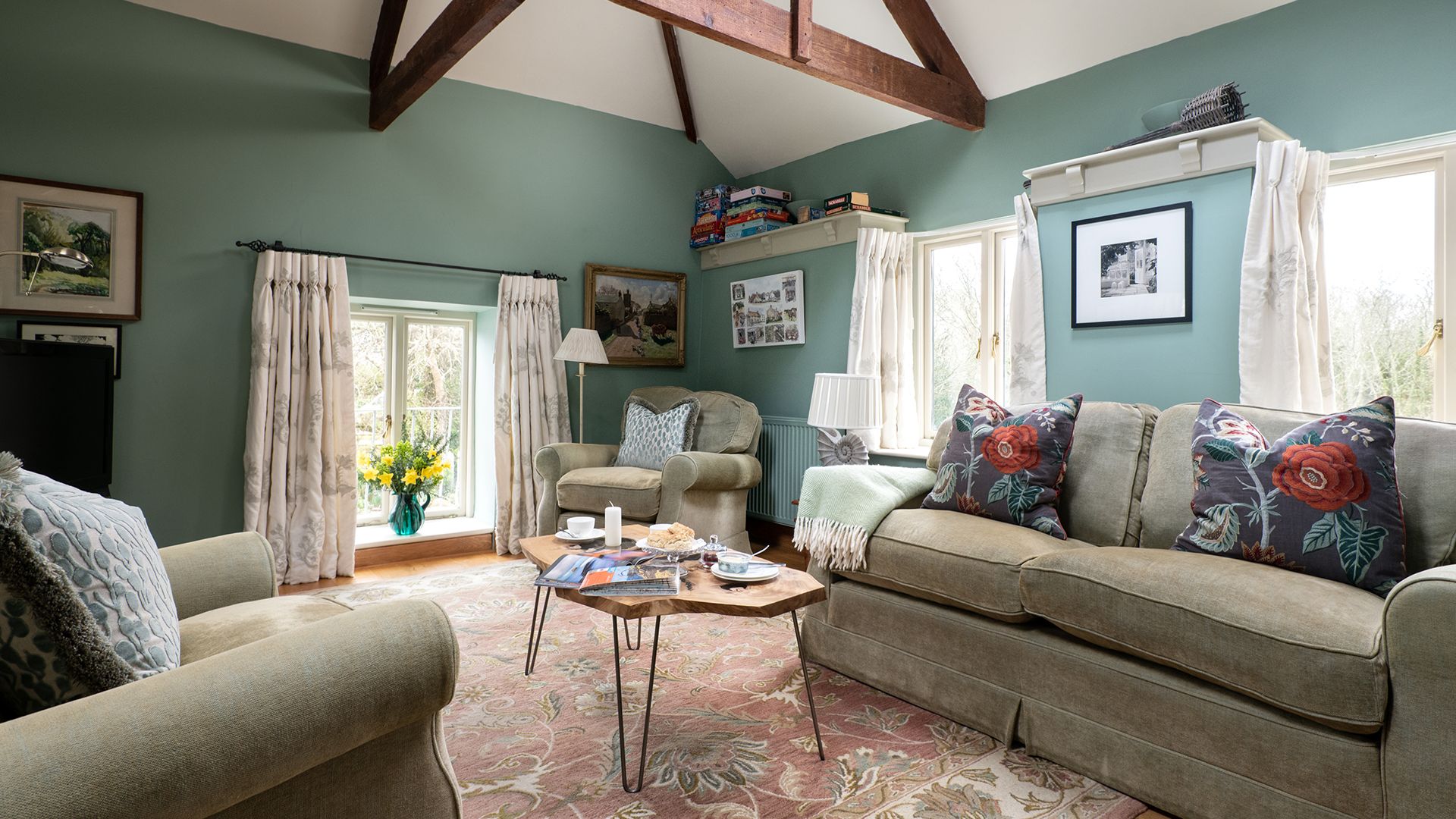 lounge in peace and plenty with soft furnishings and beams