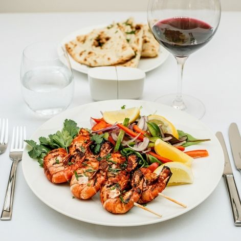 Indian food with Naan bread
