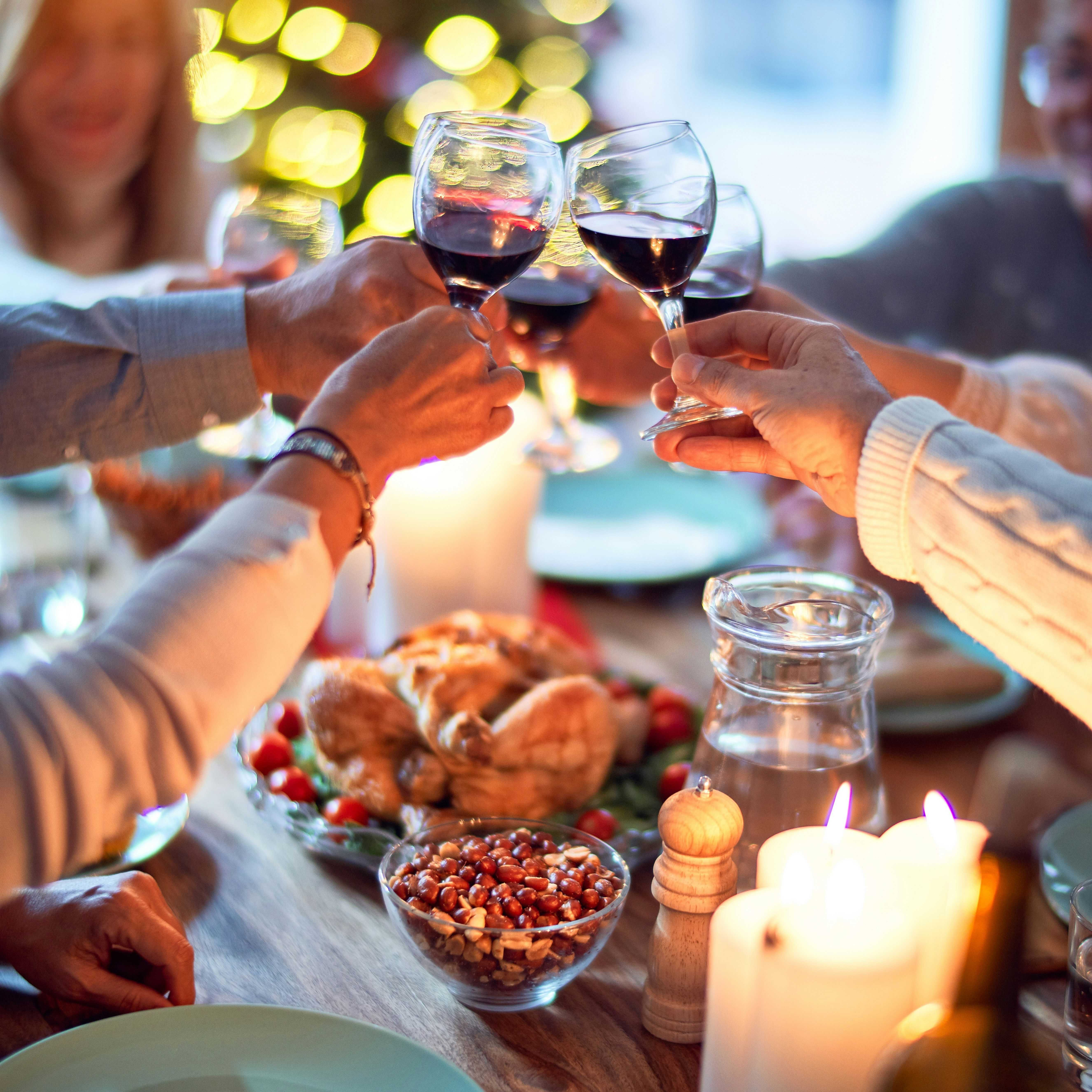 People enjoying a Christmas meal