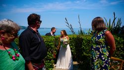 Bridal party with sea view