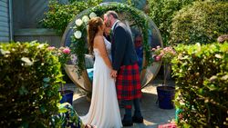 Bride and Groom Kiss