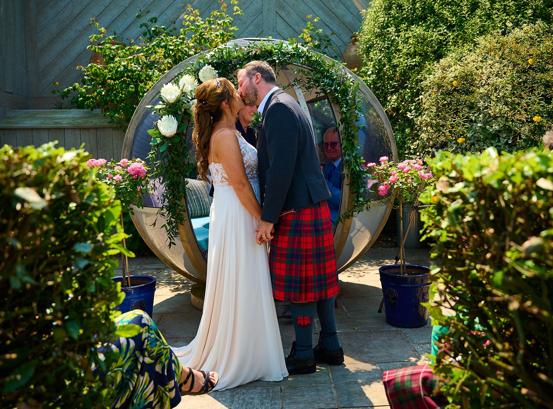 Bride and Groom Kiss