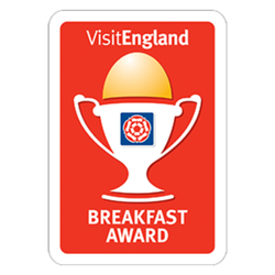 VisitEngland Breakfast Award logo featuring a trophy with an egg on top