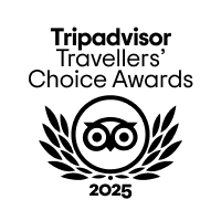 Tripadvisor Travellers' Choice Awards 2025 logo with owl icon and laurel wreath.