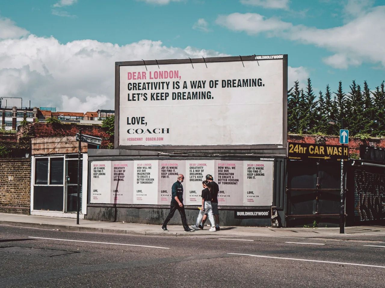Billboard in London with inspirational message about creativity and dreaming by Coach