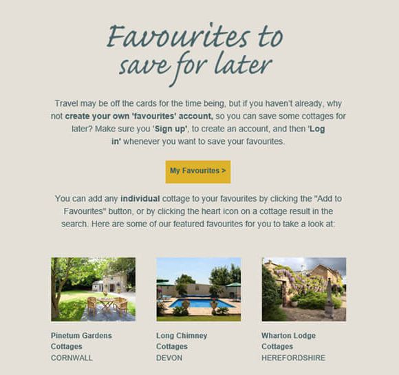 Premier Cottages save your favourites