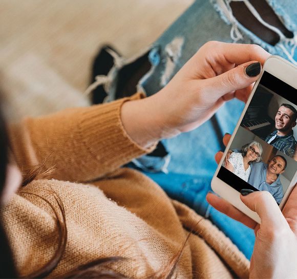 Person on phone video call