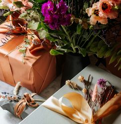 Gift boxes and flowers