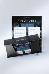 Gift voucher for Champagne Afternoon Tea at Prestonfield, presented in a black envelope.