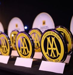 AA Hospitality Awards 2023 trophies displayed on a table