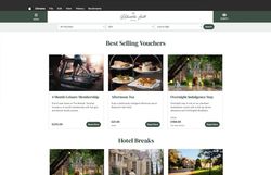 Screenshot of Redworth Hall Hotel's voucher and hotel breaks online shop page featuring best selling vouchers and offers.
