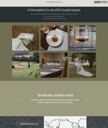 Homepage of Donnington & Co. showcasing hospitality offers including rest, dining, wellness, golf, meetings, and weddings.