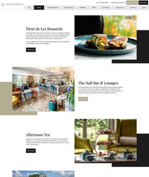 Dining options at The Wood Norton, including gourmet dishes, a stylish bar, and afternoon tea setup.