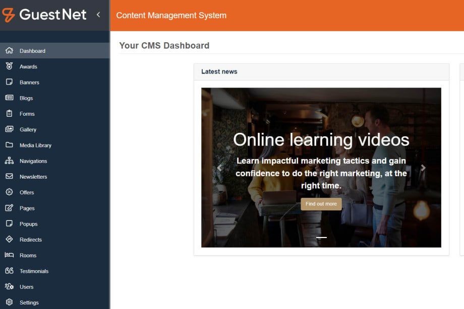 Clockwork CMS dashboard