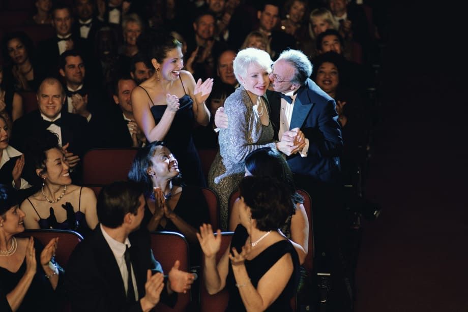 Woman receiving an award