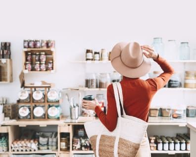 person shopping in a sustainable shop