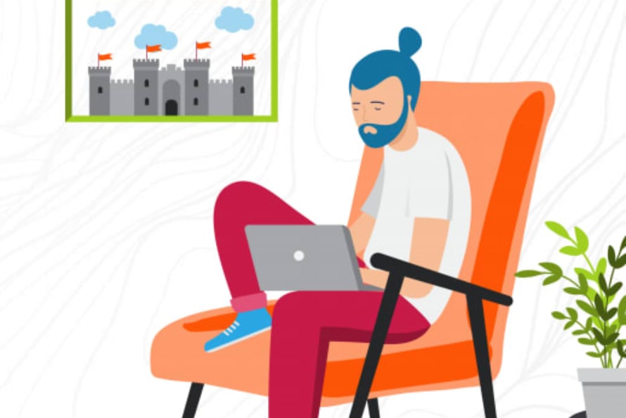 Sitting down with a laptop