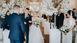 Wedding ceremony with white trees decoration