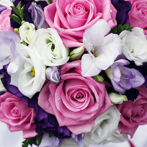 Purple, pink and white flower bouquet