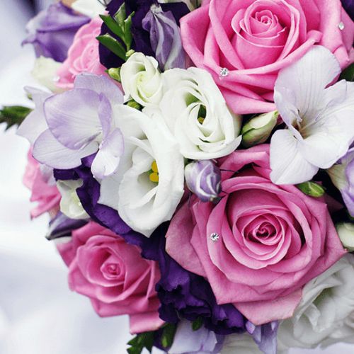 Purple, pink and white flower bouquet