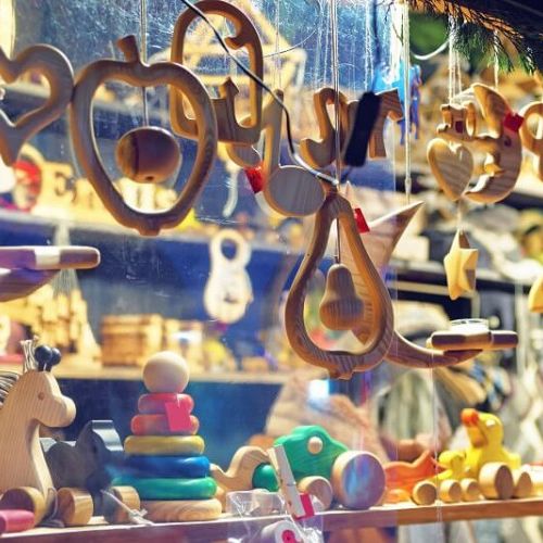 Christmas Market Stall of Wooden Children's Toys