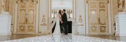 Bride and groom in ballroom