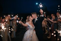 Bride and groom sparkler send off
