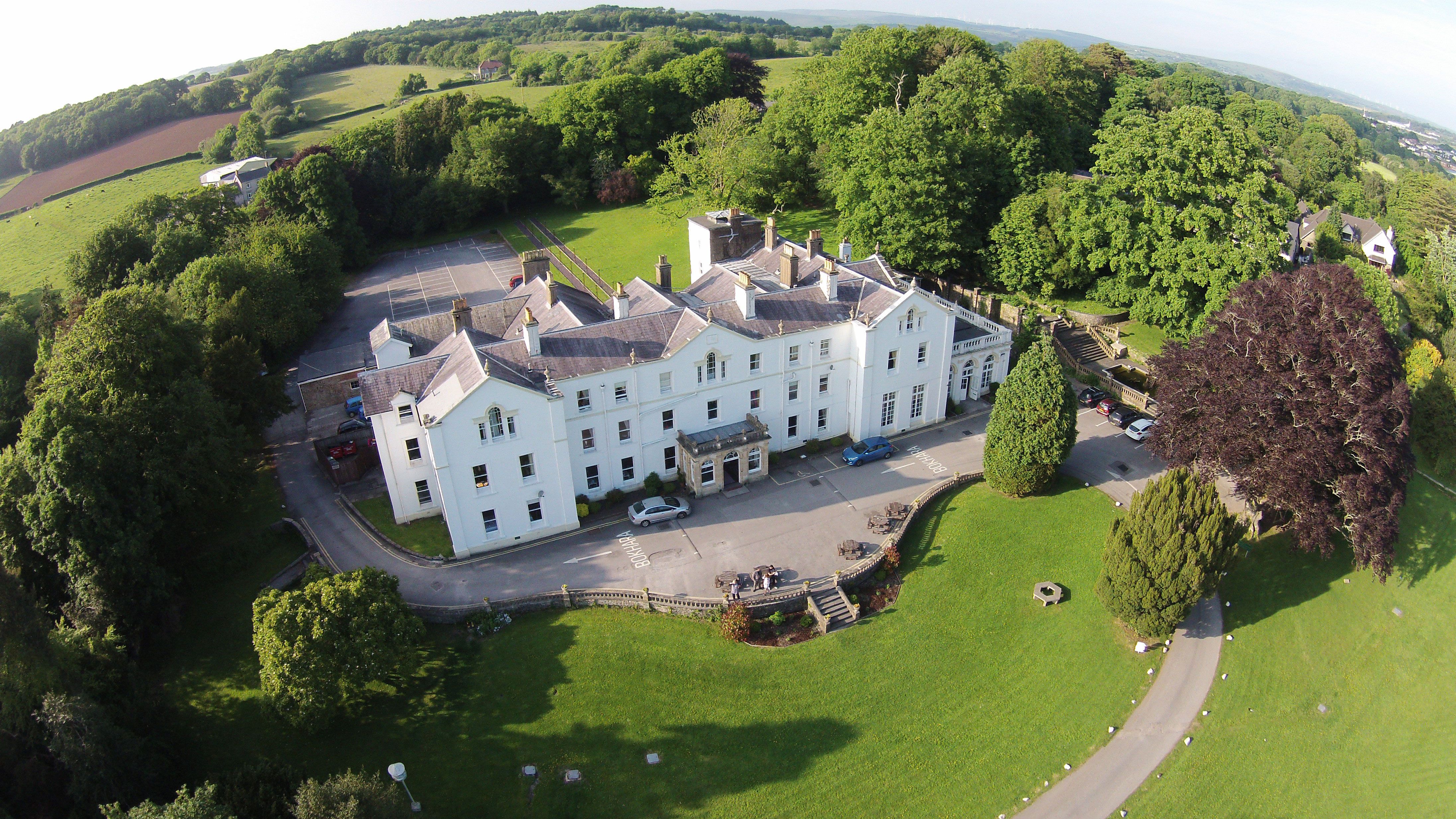 Aerial view of Court Colman Manor