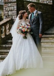 Bride and groom on steps