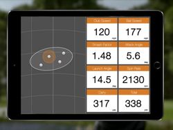 Golf launch monitor data displayed on a tablet screen