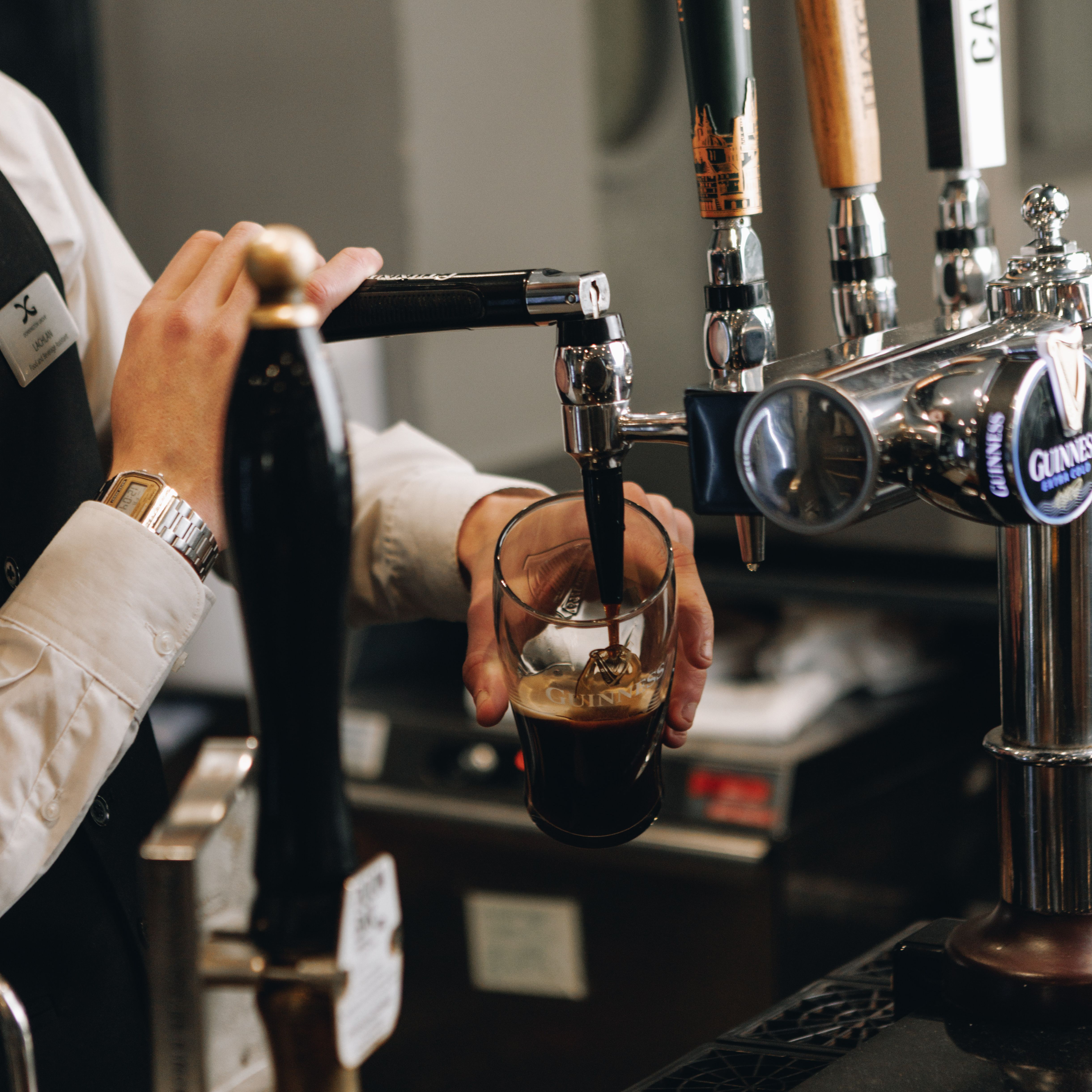Pouring a pint close up
