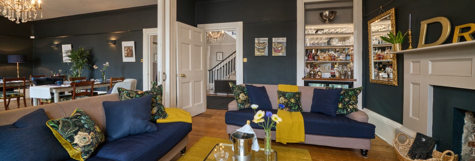 snug with doors open to hallway