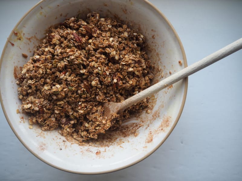 granola mixture in bowl