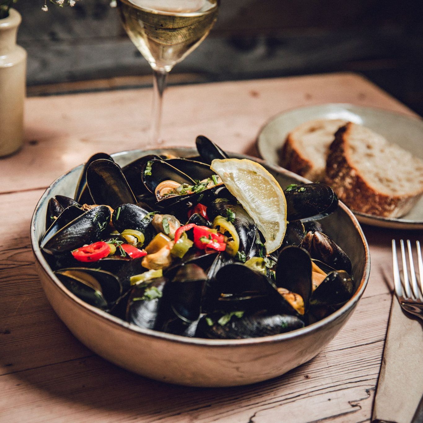 The Lyme Bay Cafe mussels