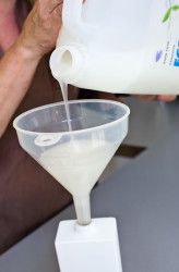 Refilling shampoo bottle
